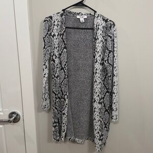 White House Black Market Monochrome Snakeskin Cardigan